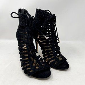 Sam Edelman Amelia Ghillie Black Lace-up Heels, Women's size 6.5